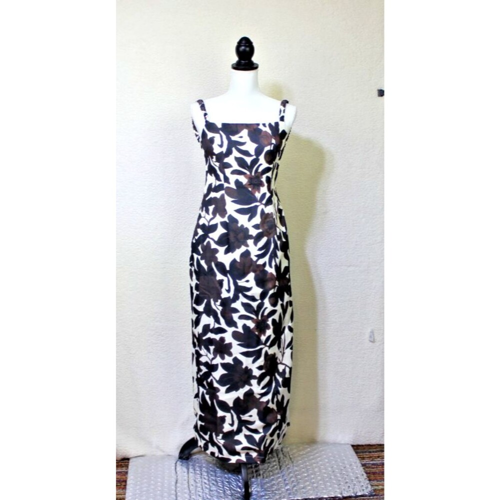 Commense Backless Elegant Print Split Zipper Romantic Maxi Dress Sz Medium New
